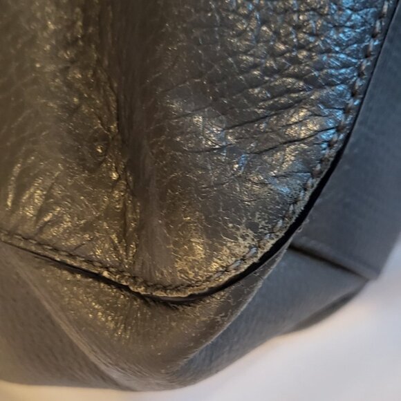 Lauren Ralph Lauren Dark Gray Pebbled Leather Hobo Bag - Picture 13 of 16